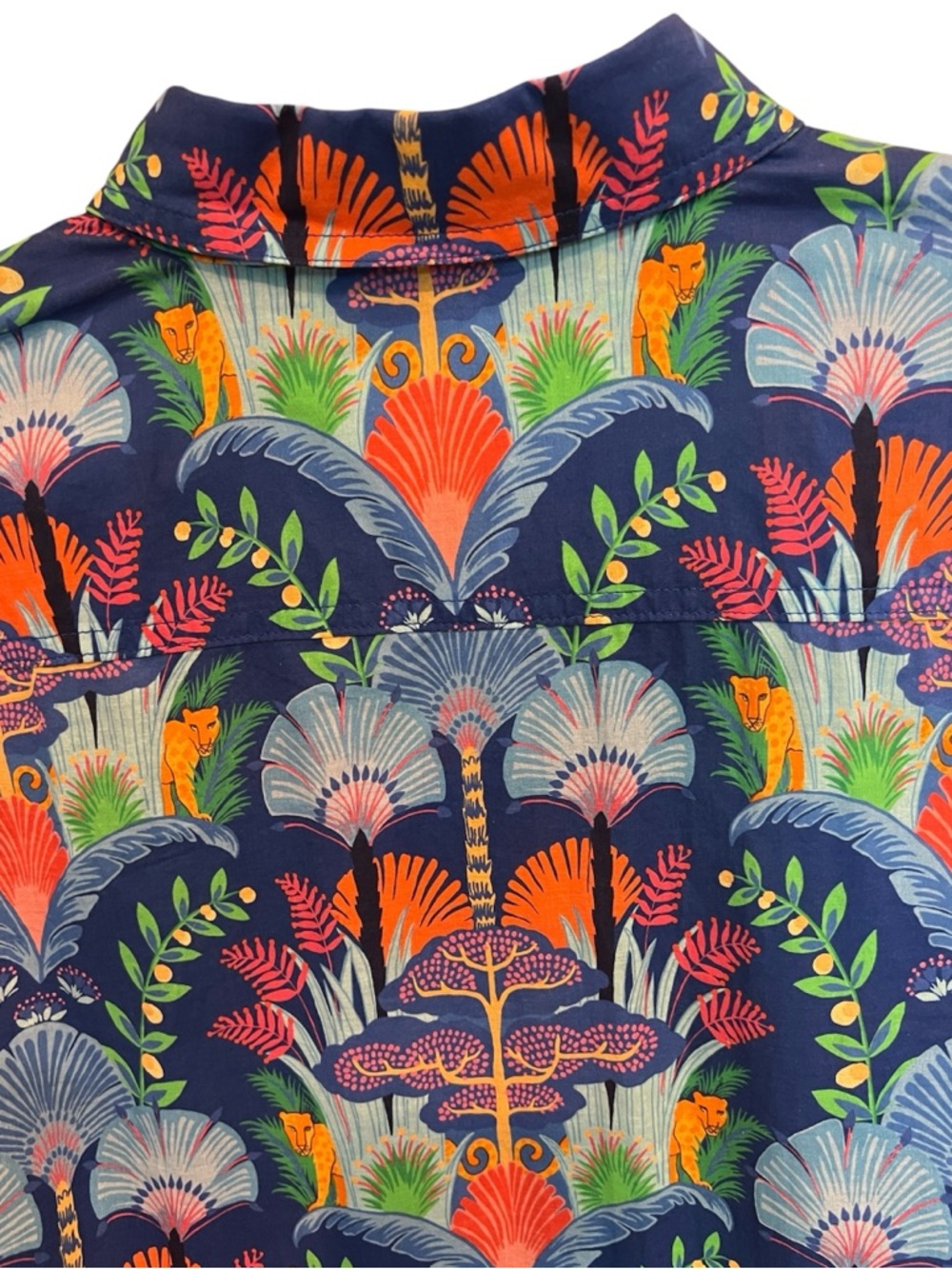 J McLaughlin Button Front Cotton Blouse in Vibrant Colors Size L - Picture 6 of 8